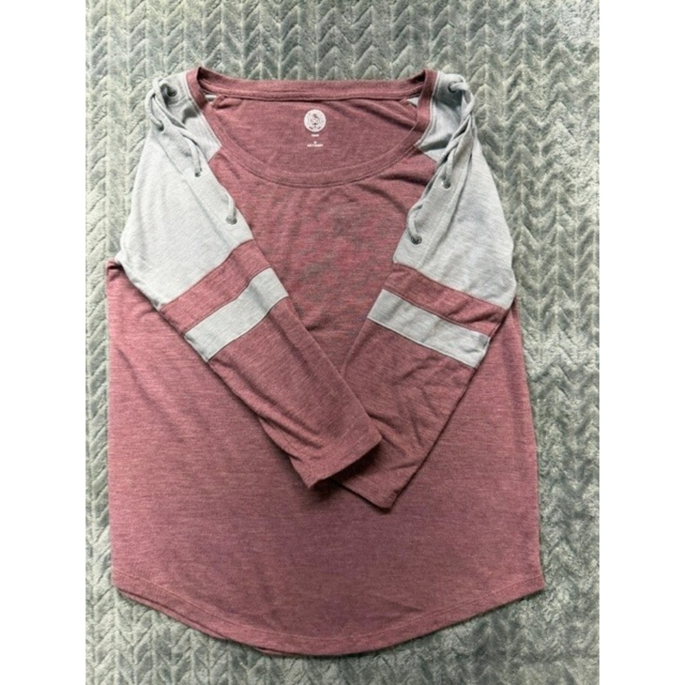 SO Authentic American Heritage Relaxed  Shoulder Raglan Top Burgundy M 0466